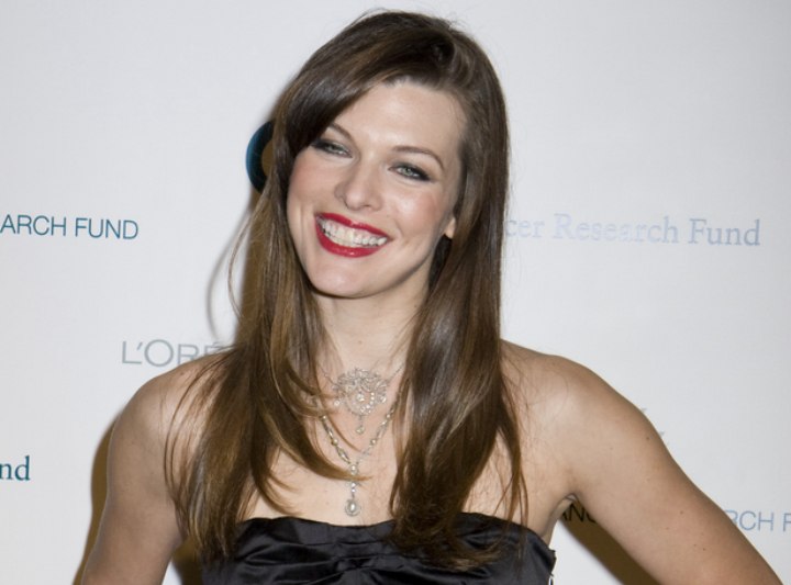 Milla Jovovich Hairstyle on Milla Jovovich With Long Hair  Cut With An Angle For Movement