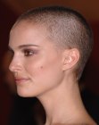 Natalie Portman with her shaved head