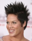 Pink rocking an extreme pixie with spiky styling