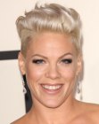 Pink wearing her hair very short with buzzed nape and sides