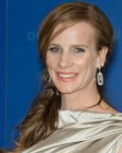 Rachel Griffiths wearing her hair secured in a ponytail