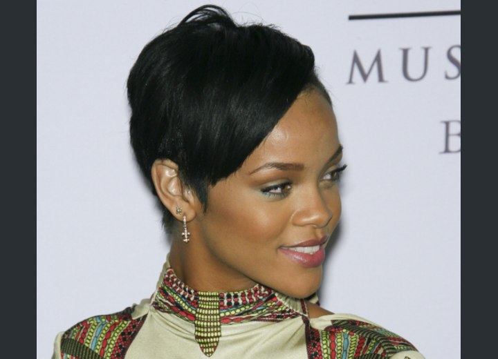 Rihanna with close cropped hair