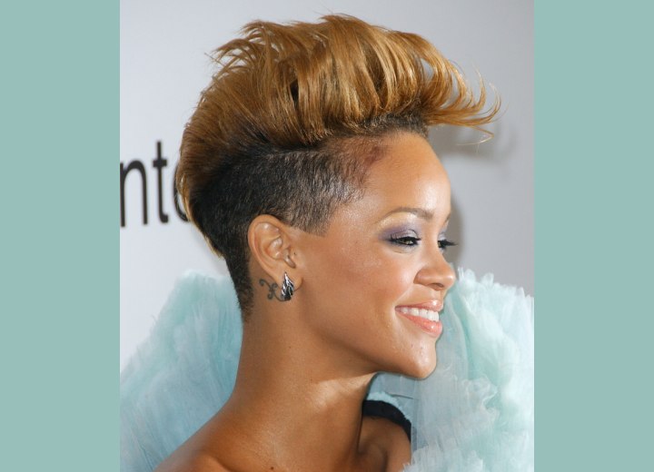 Rihanna's hair with a clipped back and sides
