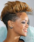 Rihanna's short hairstyle with shaved neck and sides