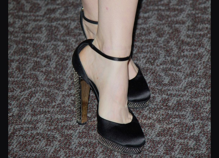Rosemarie DeWitt's strappy shoes with heels