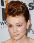 Carey Mulligan wearing her red hair in a pixie with slicked back styling