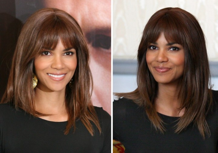 Halle Berry with a long and straight hairstyle