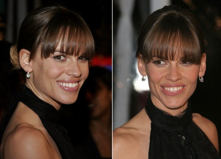 Hilary Swank with her hair up