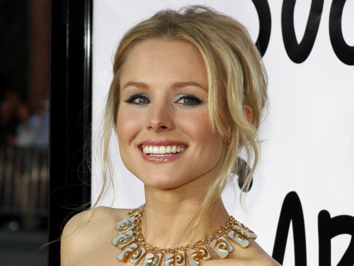 Kristen Bell with her hair knotted at the nape