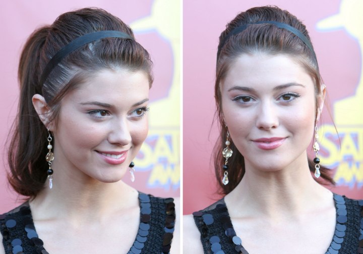 ary Elizabeth Winstead wearing her hair up with a hair band