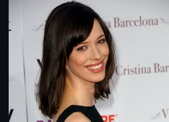 Rebecca Hall sporting a shoulder length bob hairstyle