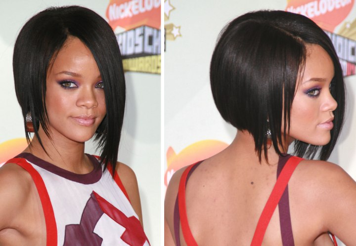Rihanna - short haircut with a high back