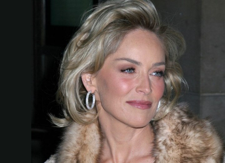 Sharon Stone - Hairstyle with roundness and softenss