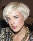 Agyness Deyn's short hairstyle with layers and a tight nape section