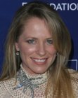 Deana Carter's one length long hairstyle with side bangs
