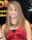Debby Ryan's very long flat ironed smooth hair with thin bangs