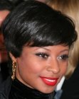 Fatima Robinson's short and half over the ears hairstyle with bangs