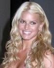 Jessica Simpson's thick blonde hair with waves and curls