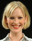 Joanna Page's jaw line length bob with bangs and volume
