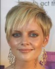 Marley Shelton rocking a trendy short hairstyle with angled bangs