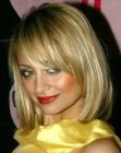 Nicole Richie wearing her blonde hair in a medium length blunt bob