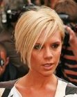 Victoria Beckham's short hairstyle with a shorter nape section
