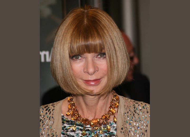Anna Wintour - Bob hairstyle that is curved around the jaws