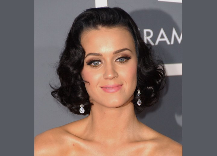 Katy Perry has stunning raven black hair filled with beautiful sexy waves 