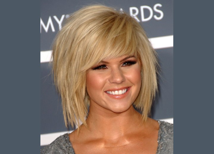 Kimberly Caldwell's medium length choppy hairstyle