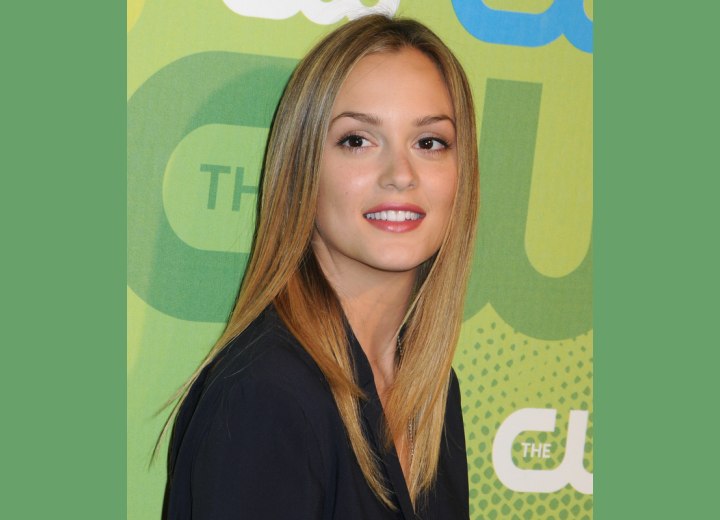 Leighton Meester's long hair with silky straightness