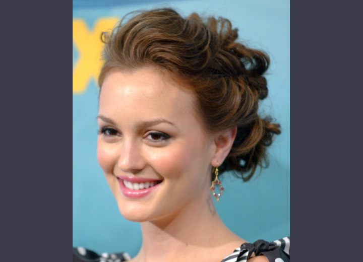 Celebrity Updos on Leighton Meester S Curly Updo With Poufy Wave On Top And Jordana