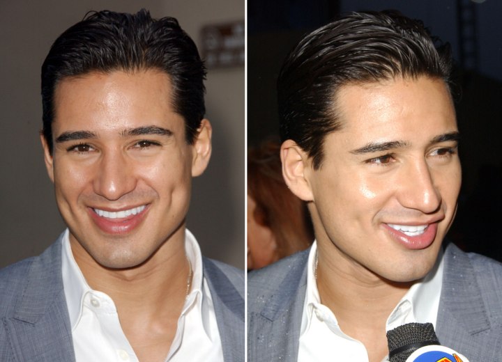 Mario Lopez wearing a clean and easy hairstyle with gel