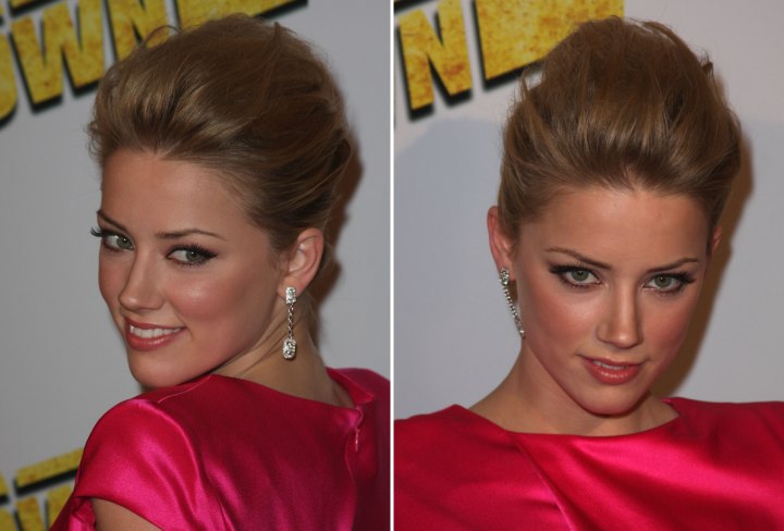 Side view of Amber Heard's updo