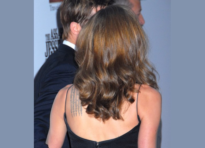 Back view of Angelina Jolie's long hairstyle