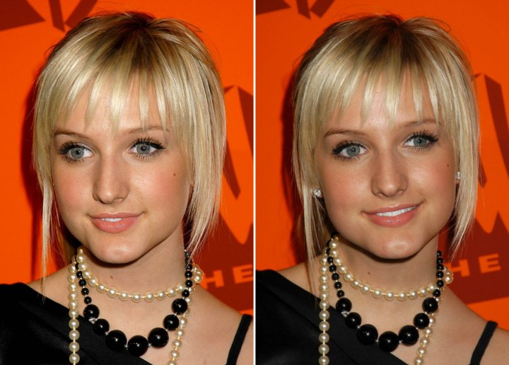 Hairstyle with textured bangs - Ashlee Simpson