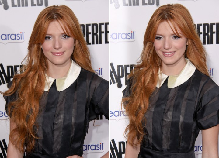 Bella Thorne with very long red hair
