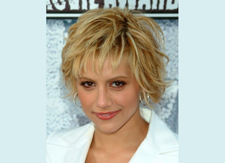 Brittany Murphy sporting a short messy hairstyle for blonde hair with brown 
