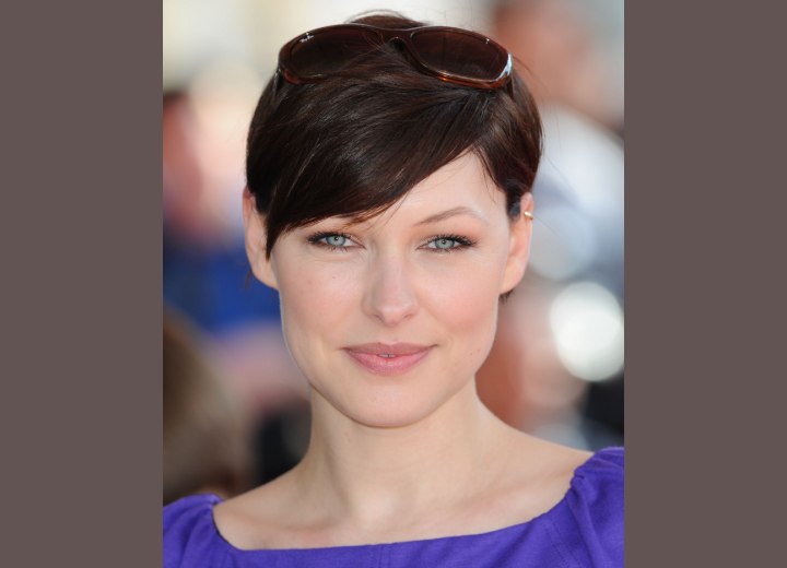 Emma Willis wearing a pixie with swooped bangs