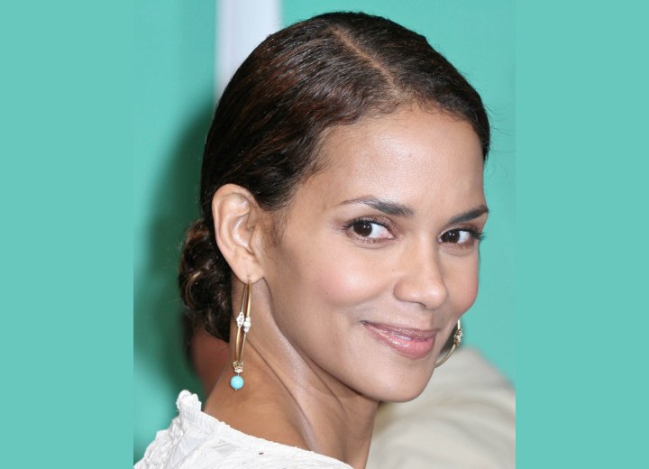 Halle Berry - Updo with her hair styled snug to the scalp