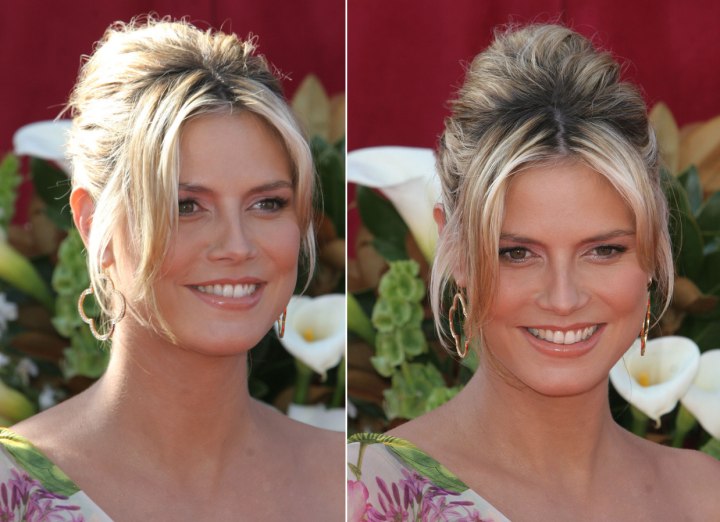 Heidi Klum with her hair up in a French twist