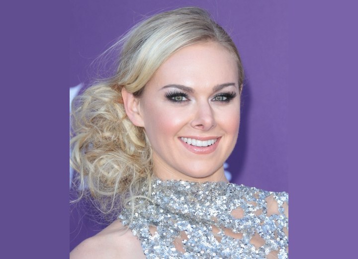 Laura Bell Bundy wearing her hair in a loose updo