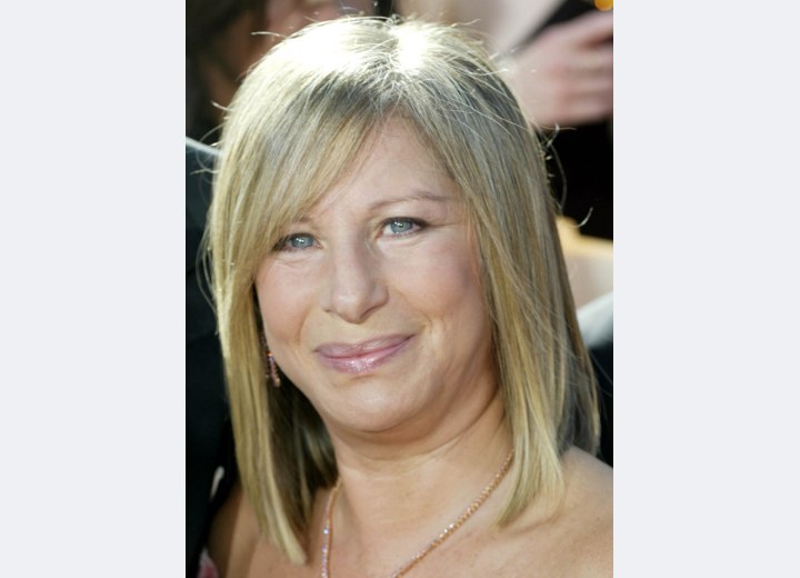 Barbara Streisand - Shoulder length blunt cut hair
