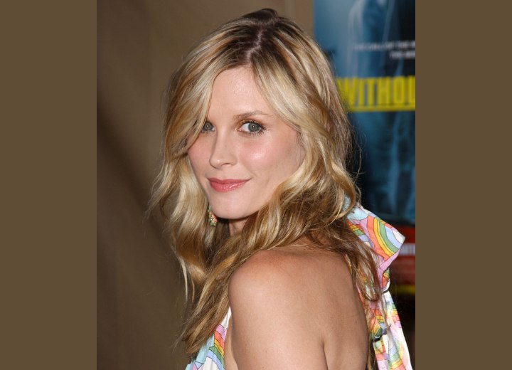 Side view of Bonnie Somerville's long hairstyle