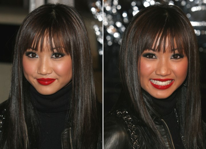 Brenda Song with long straightened hair