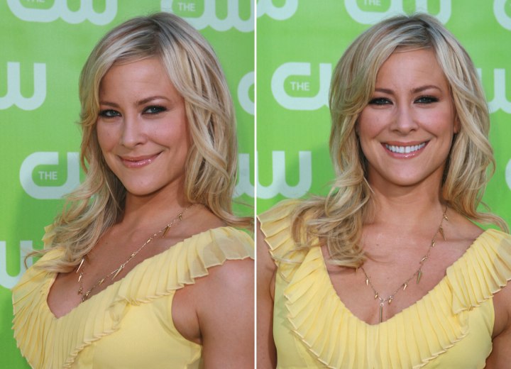 Brittany Daniel - Long hairstyle with layers and a side fringe
