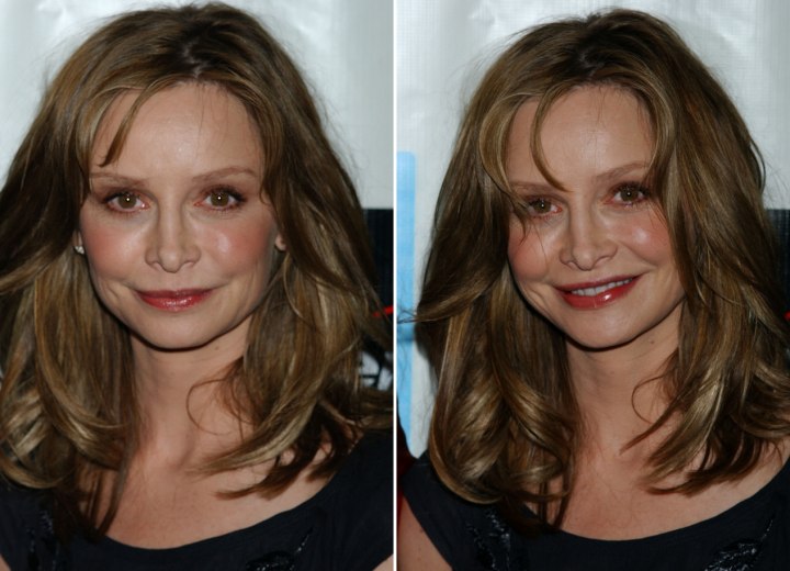 Calista Flockhart with hair that flows freely around her face