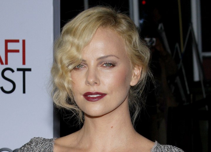 Charlize Theron sporting wavy vintage hair