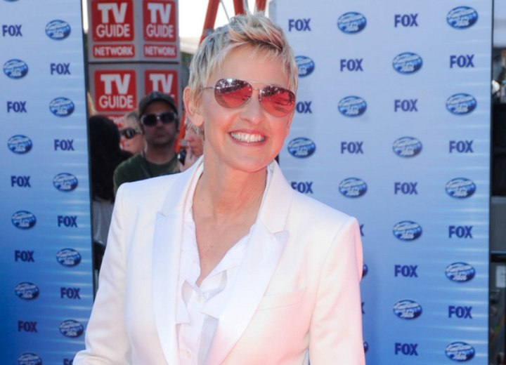 Ellen DeGeneres - Very short hairstyle with some length in the nape