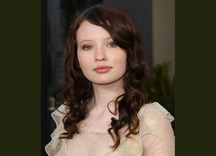 Emily Browning - Long hairstyle with spirals