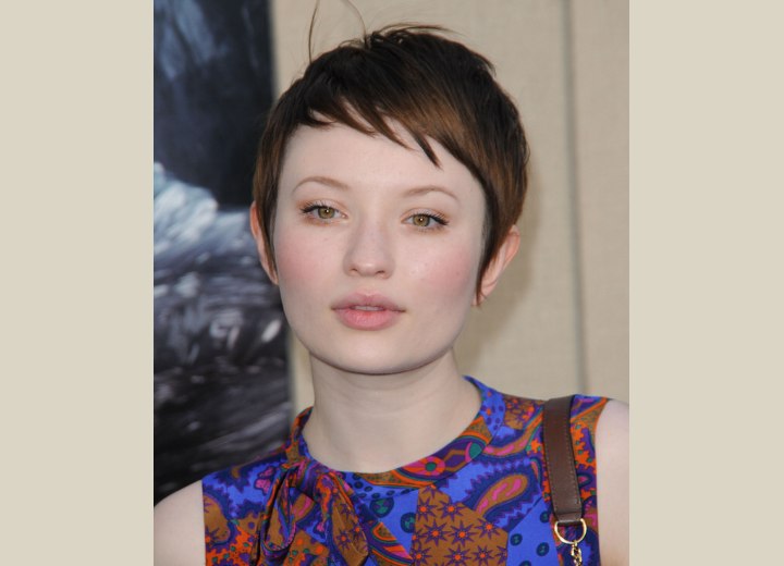 Emily Browning with her hair cut into a pixie